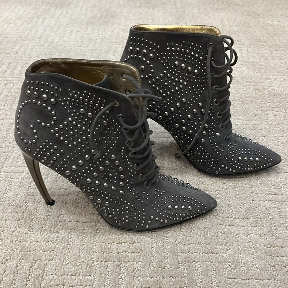 Steiger Paris Studded Gray Ankle Boots
